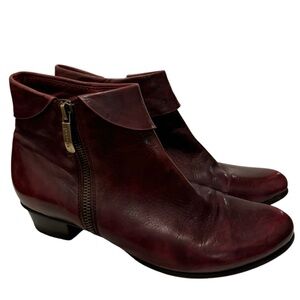 Regarde Le Ciel Womens Stefany Boot Size 38 Burgundy Leather Bootie Low Heel